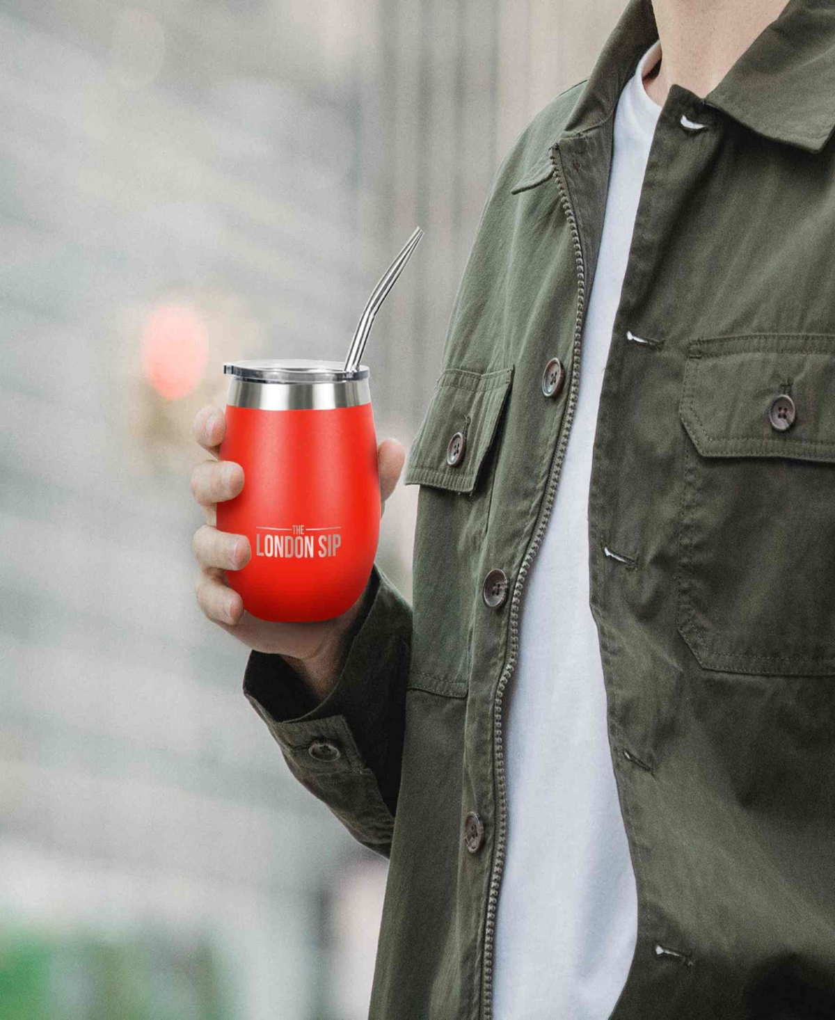 London Sip 8 Oz. Yerba Mate Cup Bombilla Straw In Orange