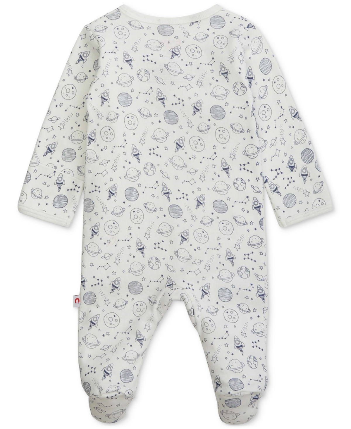 Easy Magnetic Close Baby Cotton Magnetic Footed Coverall In Spaced Out,white