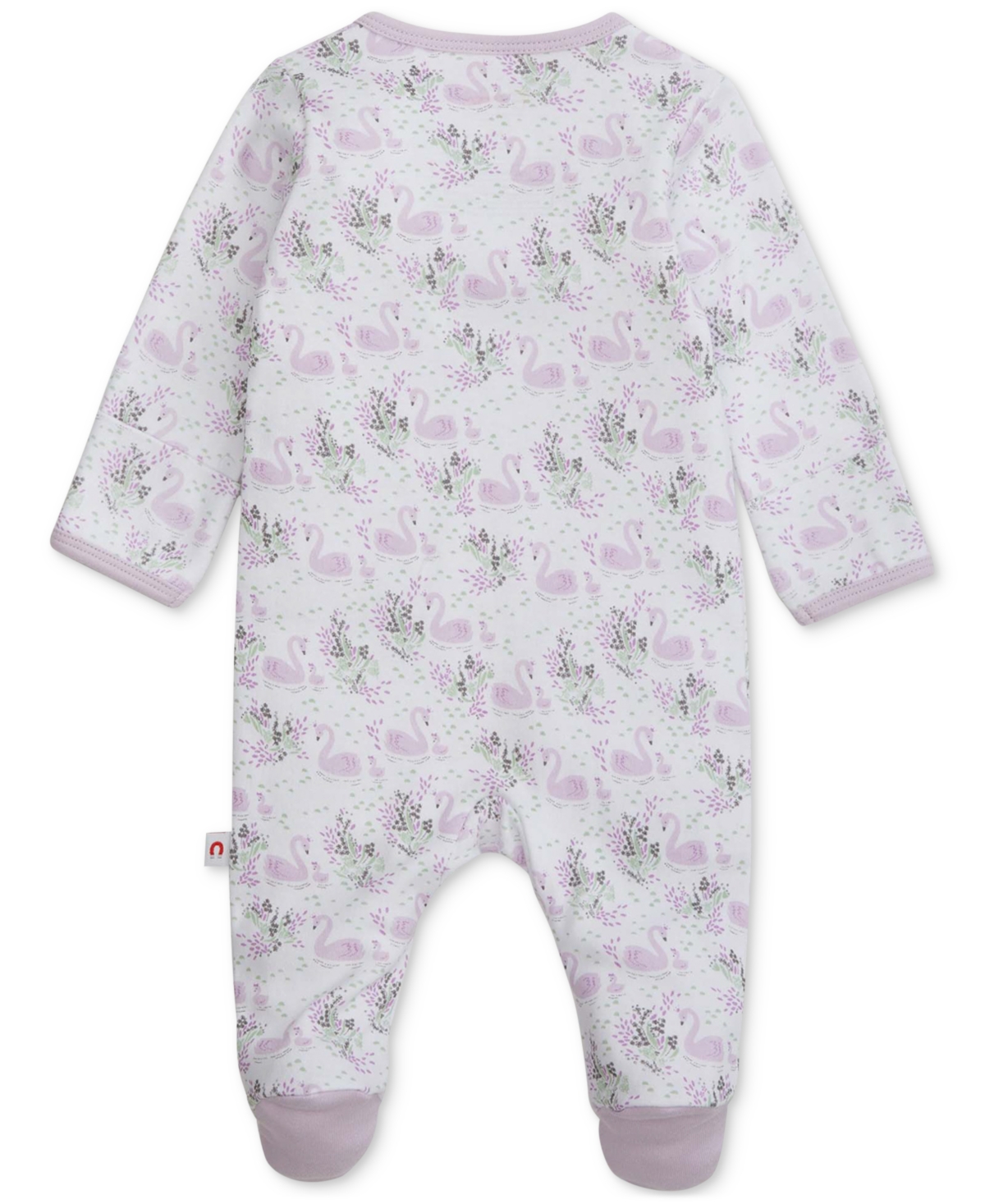 Easy Magnetic Close Baby Cotton Magnetic Footed Coverall In Swan Song,purple