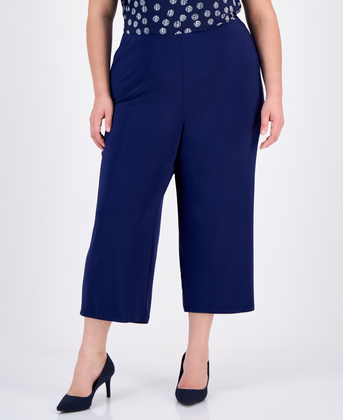 AK ANNE KLEIN PLUS SIZE HIGH-RISE CROPPED PULL-ON PANTS 