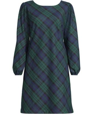 Women's Brushed Flannel Scoop Neck Long Sleeve Above Knee Dress