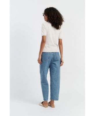 Women's Pure Merino Heart Breton Short Sleeve Sweater