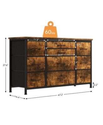 Dresser for Bedroom 55''TV Stand with Power Outlet & LED Wide Dresser with 10 Large Drawers