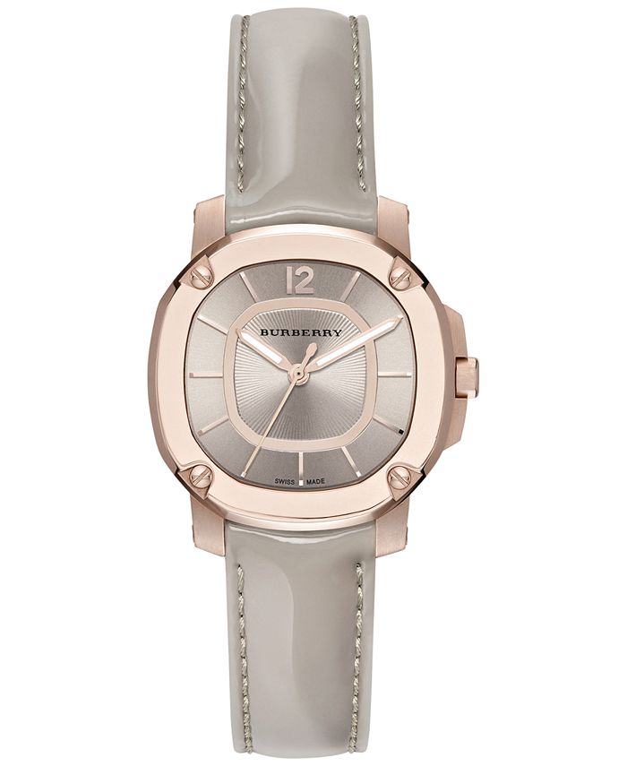 Burberry Women s Swiss The Britain Gray Leather Strap Watch 34mm