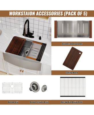 30inch L x 22inch W Farmhouse Kitchen Sink with Accessories