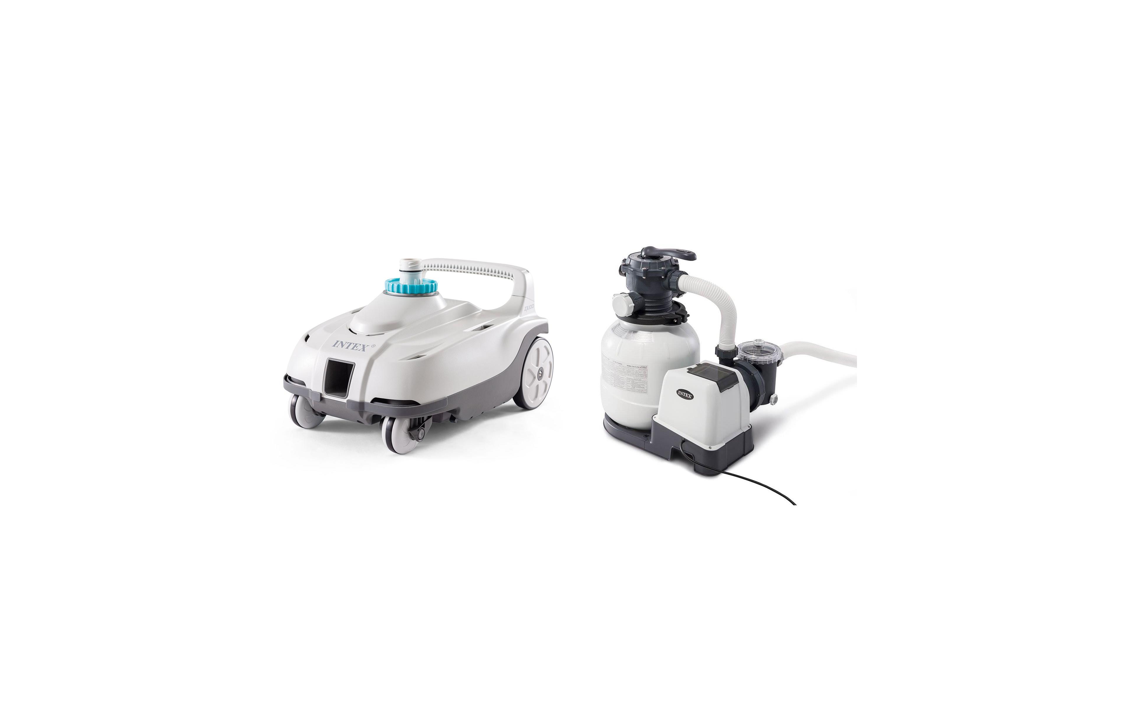 Intex ZX100 Automatic Pressure Side Pool Cleaner with Pool Sand Filter Pump