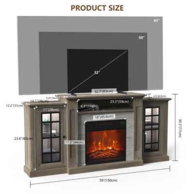 59'' Electric Fireplace TV Stand with Remote & LED Lights
