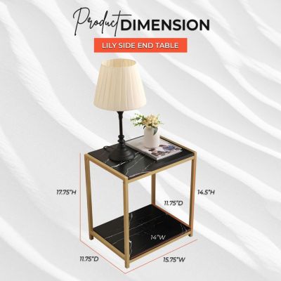Lily Side End Table Nightstand with Shelf - Modern & Stylish Bedside Table with Storage Shelf