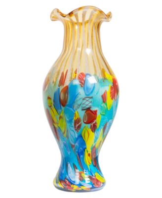 19" Festive Ruffle Art Glass Vase