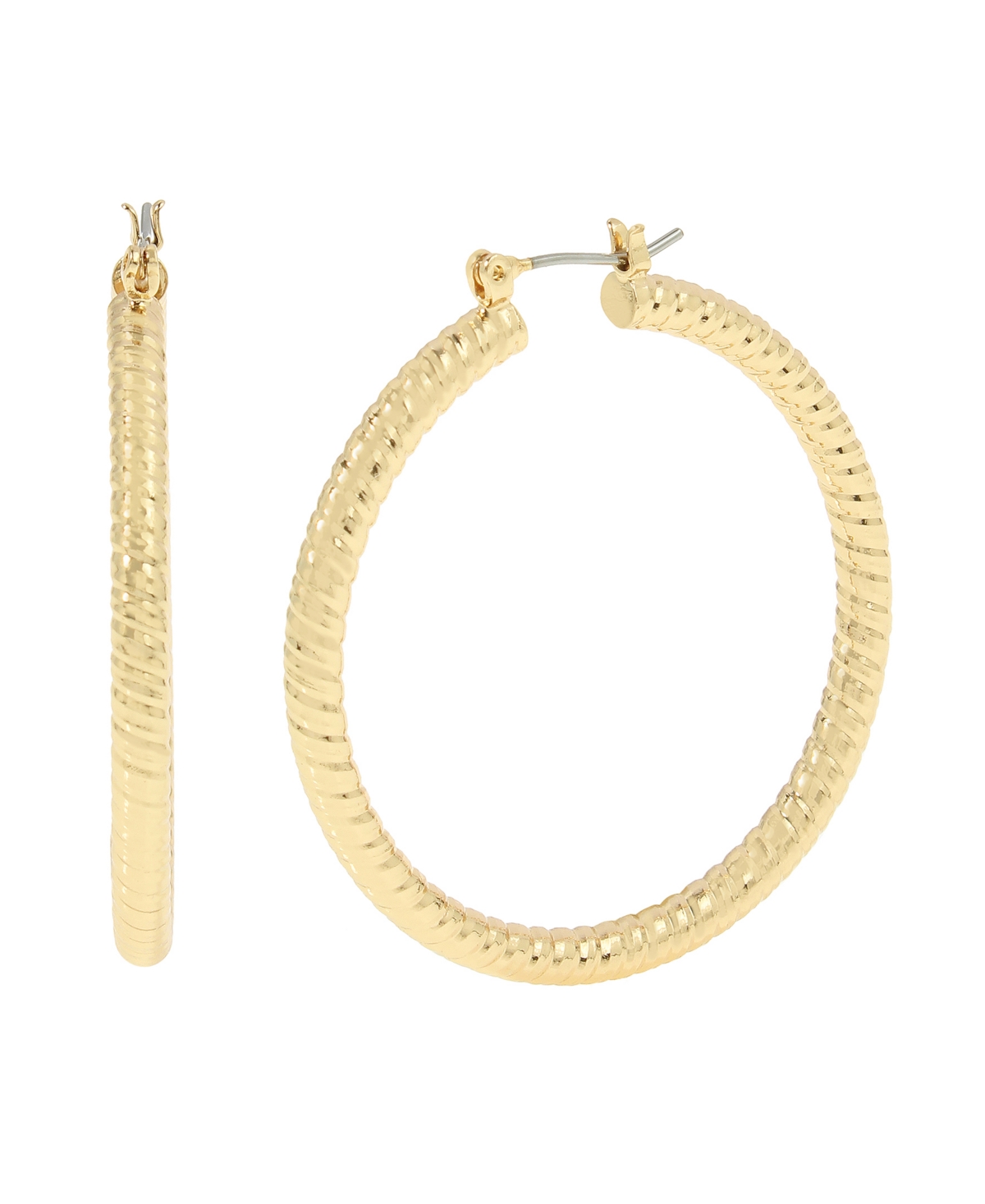 Textured Large Hoop Earrings - Silver