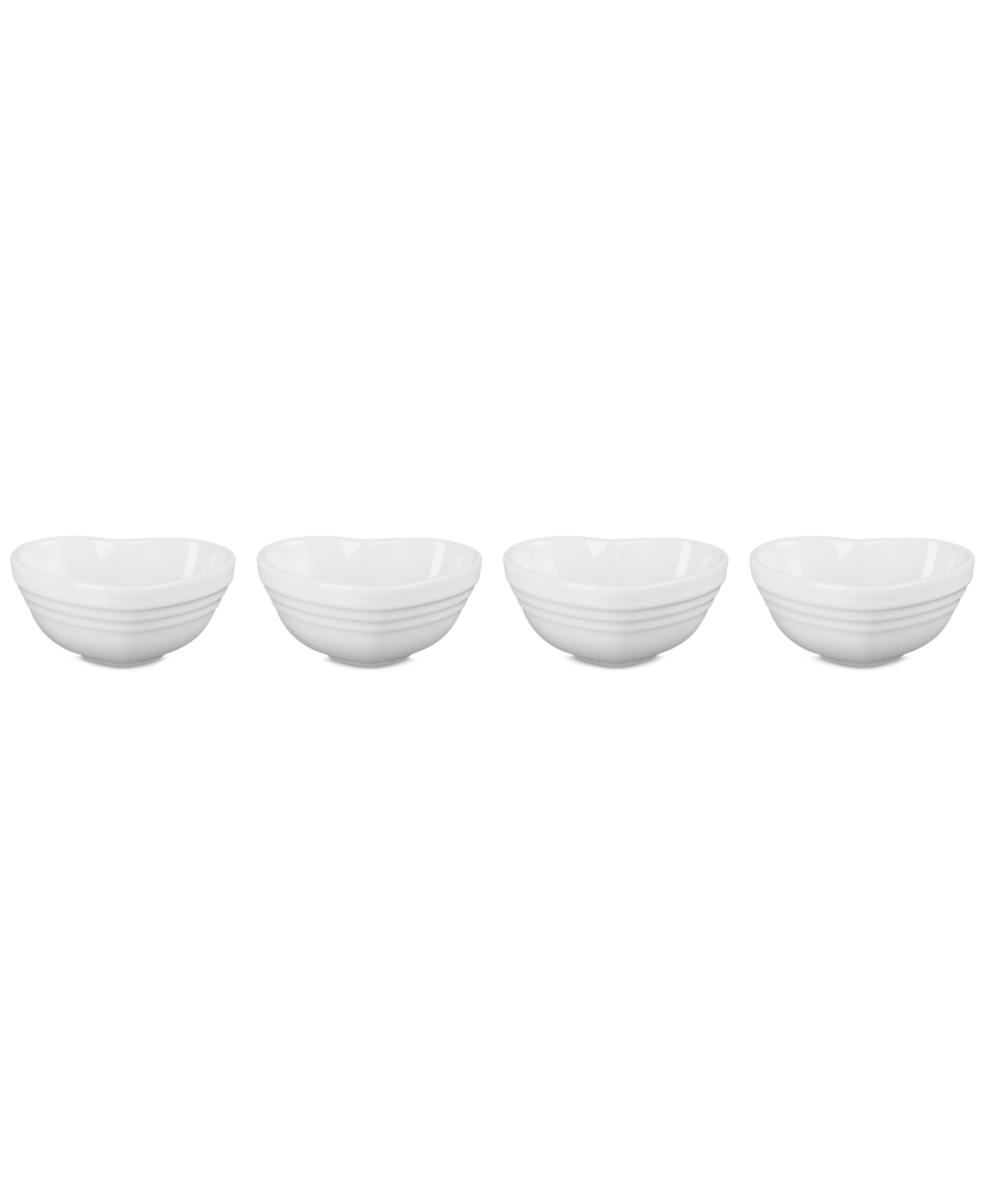 Le Creuset Set Of 4 Stoneware Mini Heart Pinch Bowls In White