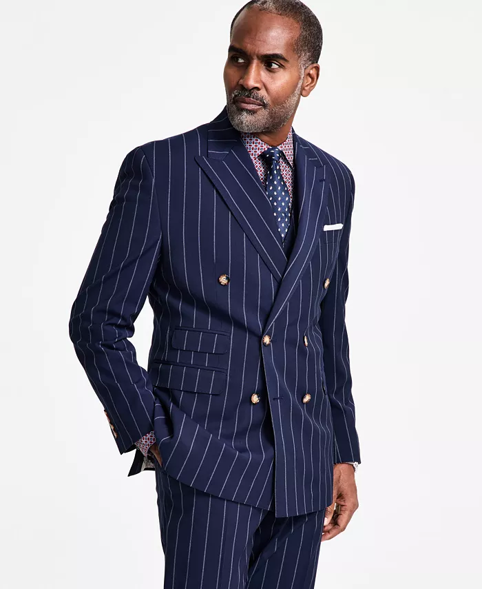 Men's Pinstriped Double-Breasted Suit Separate - thumbnail 3