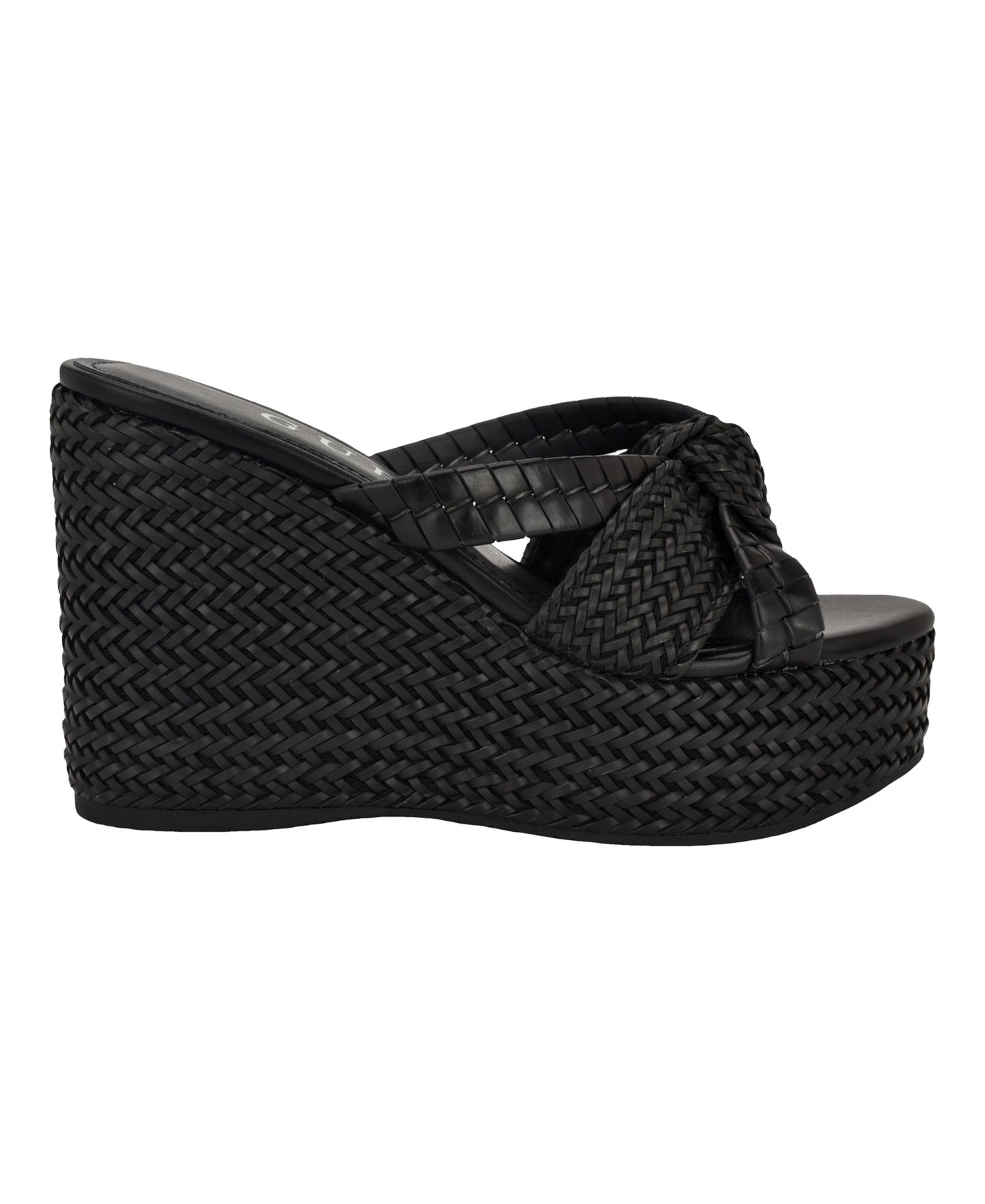 Женские сандалии GUESS Eveh Knotted Jute Wrapped Platform Wedge, цвет: Чёрный — фото 2