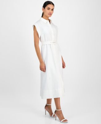 Women's Belted Drop-Sleeve Shirtdress
