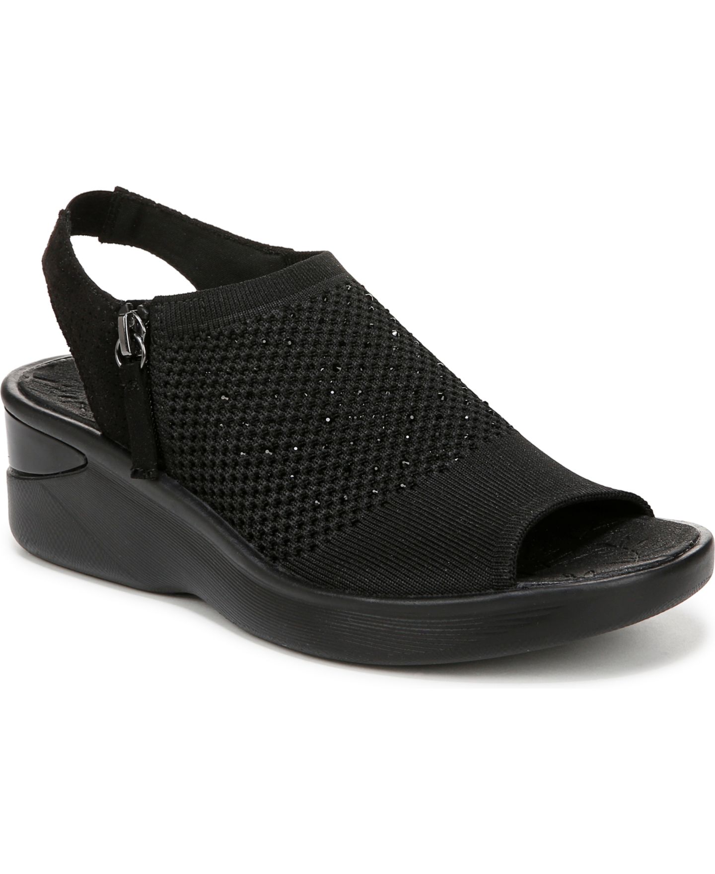 Женские сандалии LifeStride Starlet Washable Slingback Wedge, цвет: Чёрный вязаный — фото 1