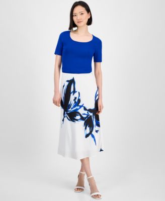 Anne Klein - Women's Pull-On Floral Midi Skirt
