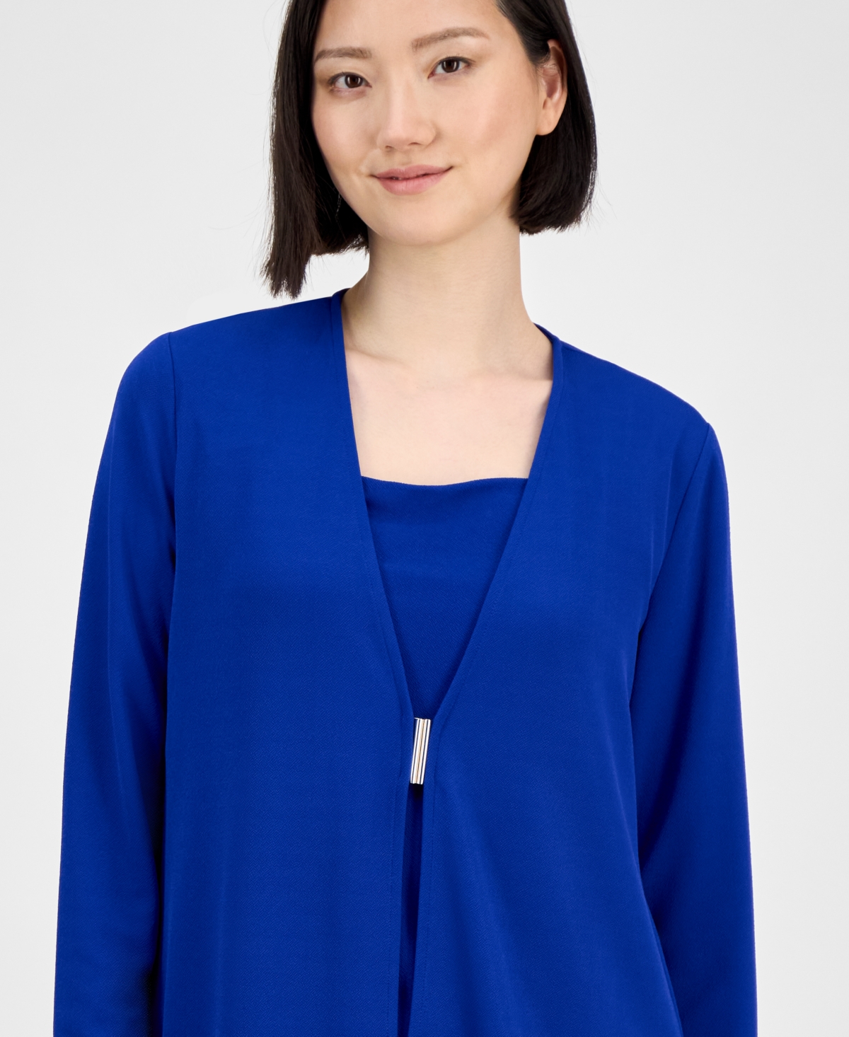 ANNE KLEIN WOMEN'S BAR-BUCKLE LONG-SLEEVE CARDIGAN 