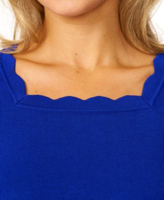 Women's Scalloped Short-Sleeve Sweater 