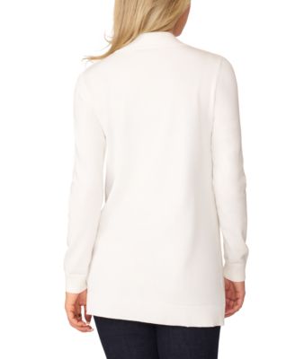 Women's Cable-Trim Open-Front Long Cardigan Sweater