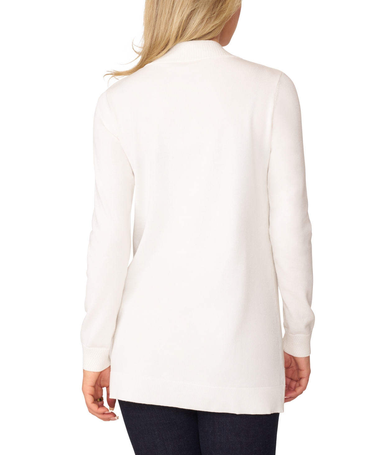 Melissa Paige Plus Womens Striped Knit Cardigan Sweater In Snow White