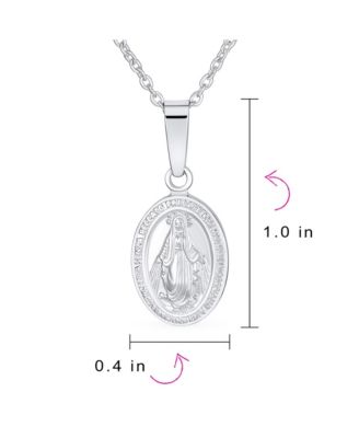 Traditional Christian Our Lady Of Guadalupe Pendant Necklace Sterling Silver Medallion