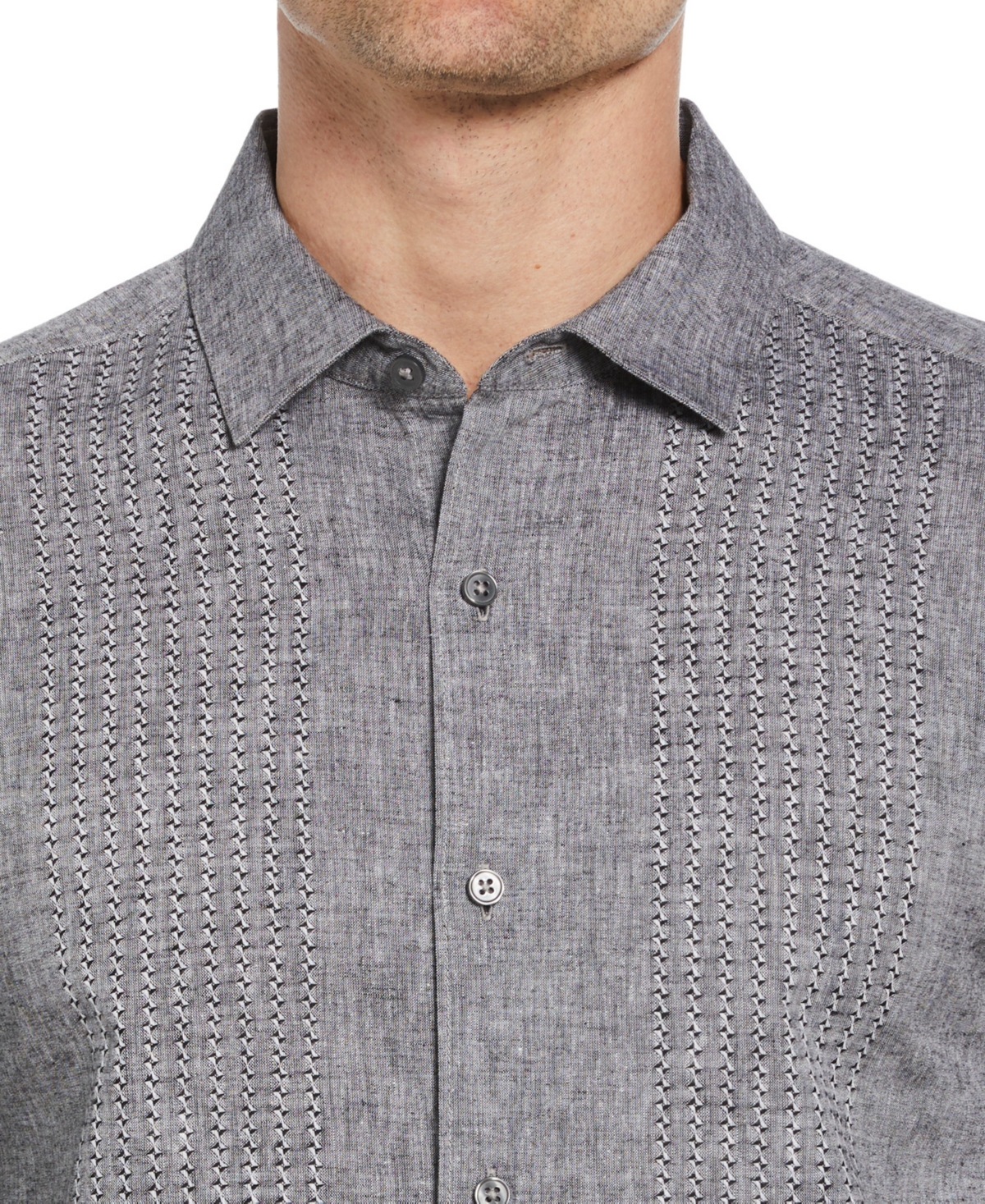 Cubavera Men's Engineered Dobby Button-down Shirt In Jet Black