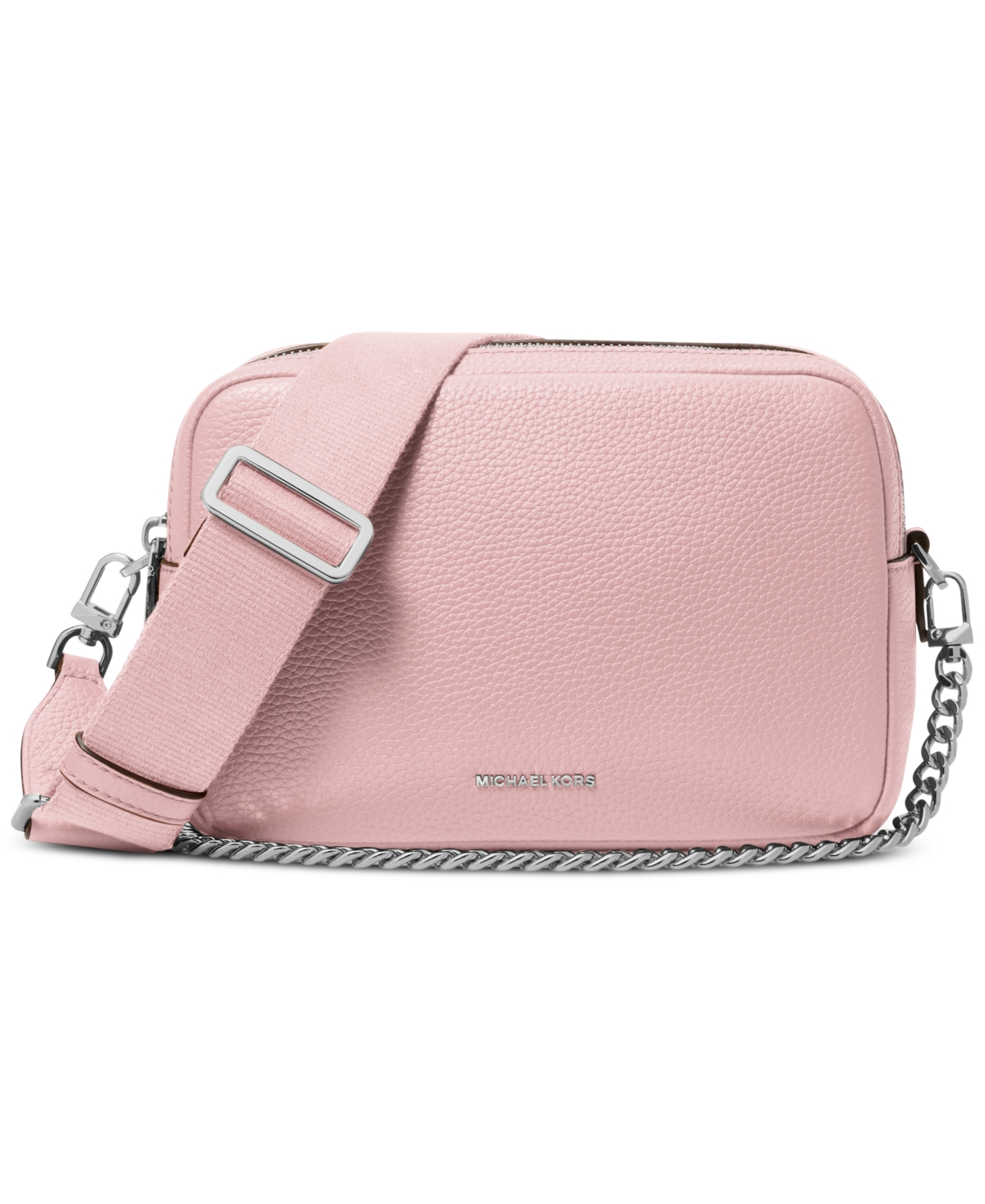 Michael Kors Michael  Bryant Medium Leather Double Zip Chain Camera Crossbody In Smokey Rose