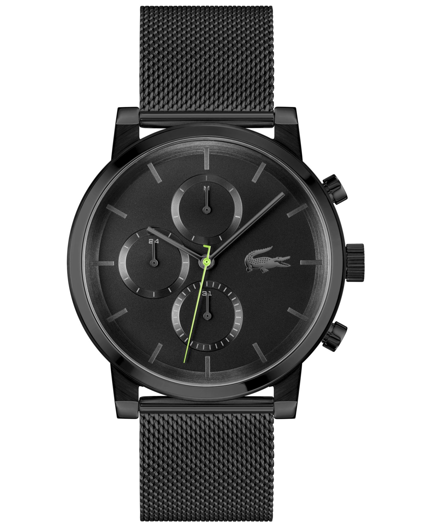Мужские часы Lacoste Replay Ionic Plated Black Stainless Steel Mesh Bracelet Watch, 44mm — фото 1