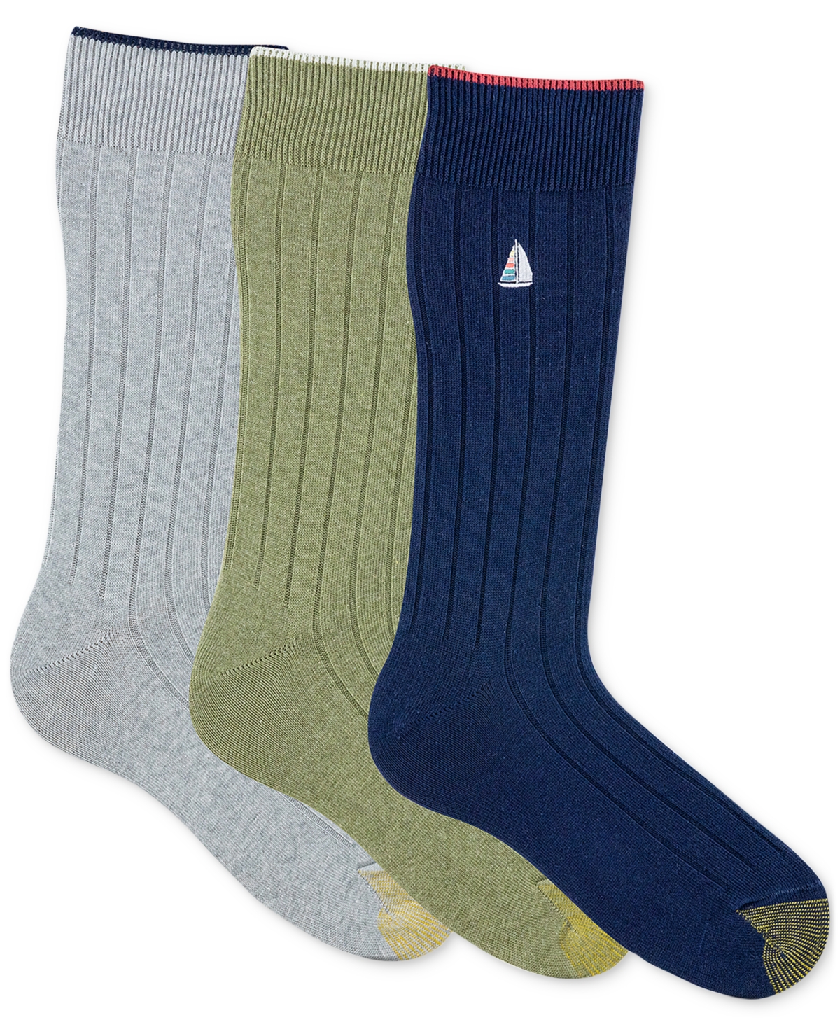 Men's Hampton Embroidered Crew Socks- 3-pack - Asst. 9