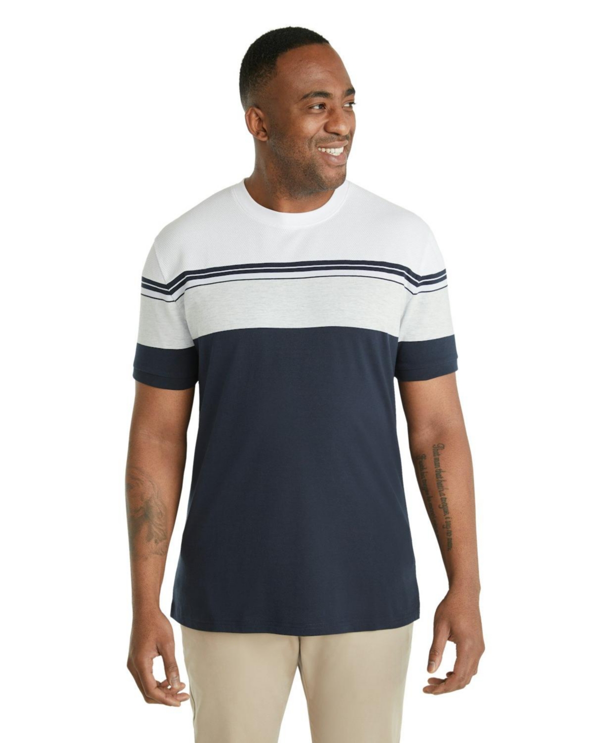 Big & Tall Joe Textured Stripe Tee - Ink