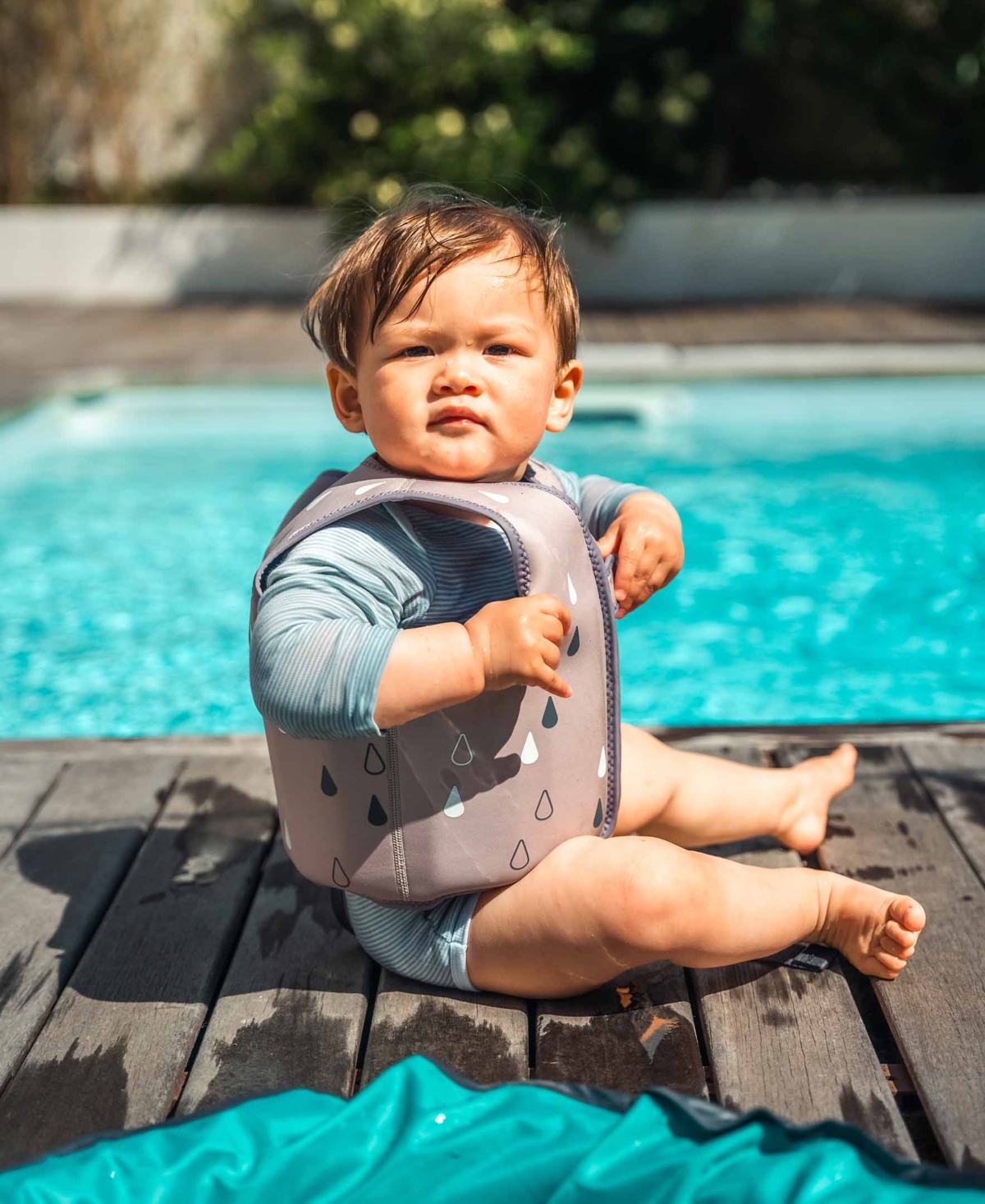 Bbluv Naj Swim Vest Medium Safety Strap Baby Gear In Sand