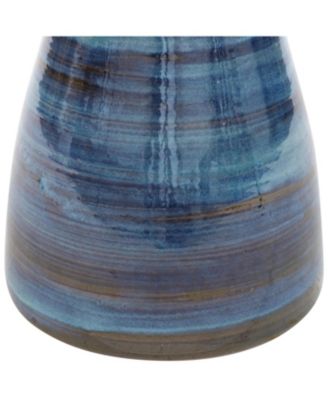 21" H Ceramic Bird Bath for Outside - Hand-Painted Outdoor Bird Bath Bowl, UV/Frost-Resistant Finish - Galaxy Blue - Classic Pedestal