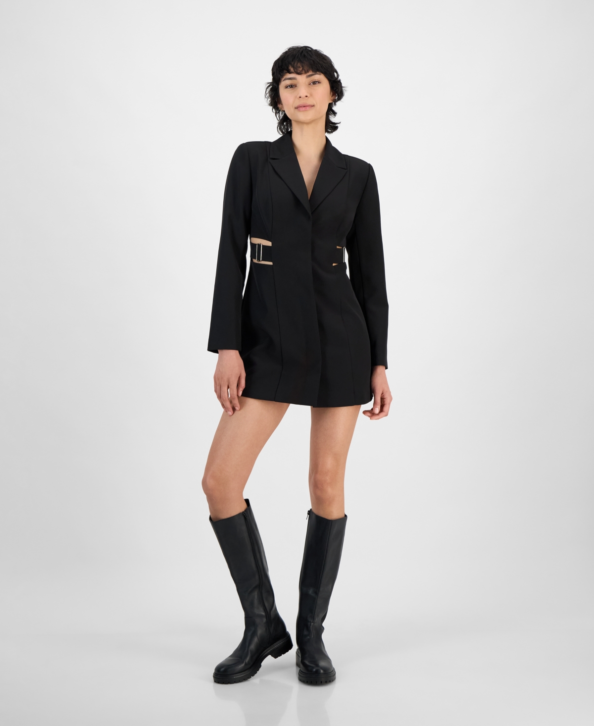 Women's Long-Sleeve Buckle Blazer Dress, Exclusively at Macy's - Ivory Cloud