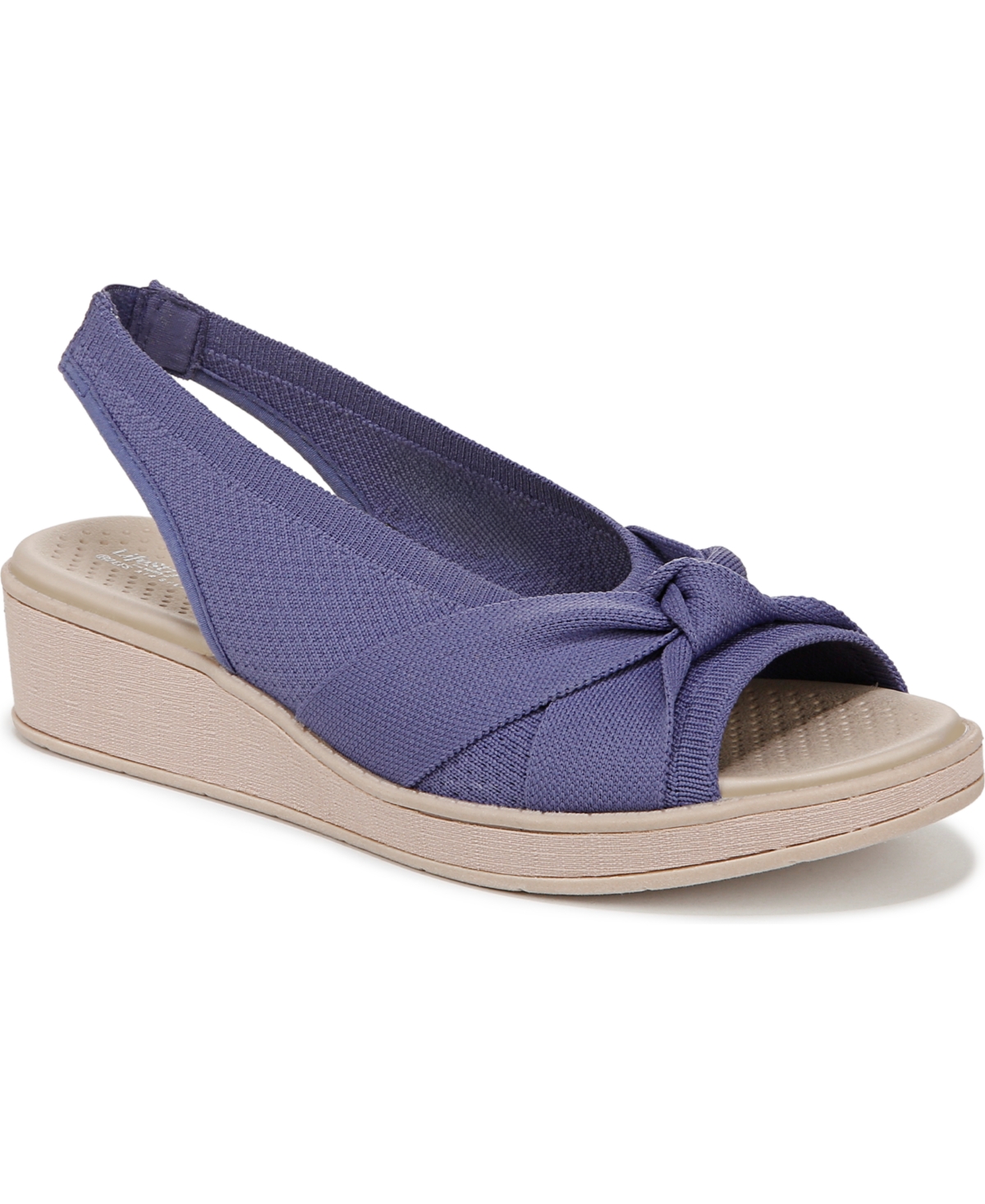 Bzees Bell Slingback Wedge Sandal In Skipper Blue Knit Fabric