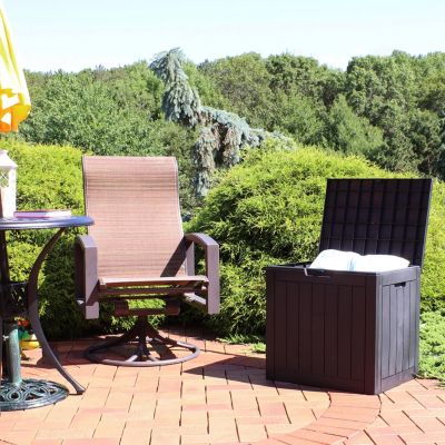 Lockable Outdoor Small Deck Box with Storage and Side Handles - 32-Gal.