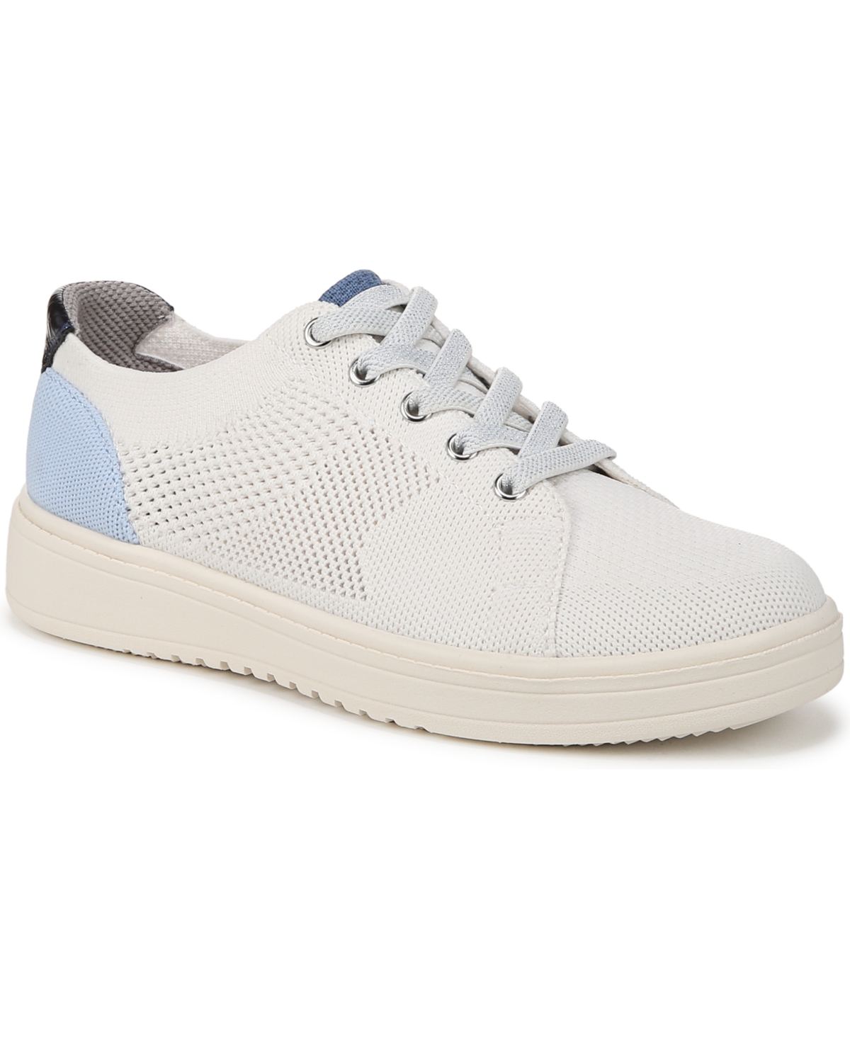 Bzees Women's Vip Washable Court Inspired Lace Up Platform Sneakers In Cream Knit Fabric