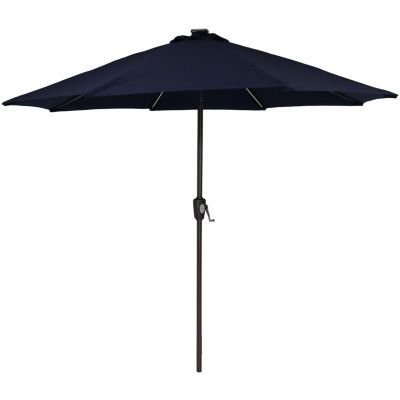 Outdoor Aluminum Sunbrella Patio Umbrella with Solar LED Light Bars and Tilt - 9'
