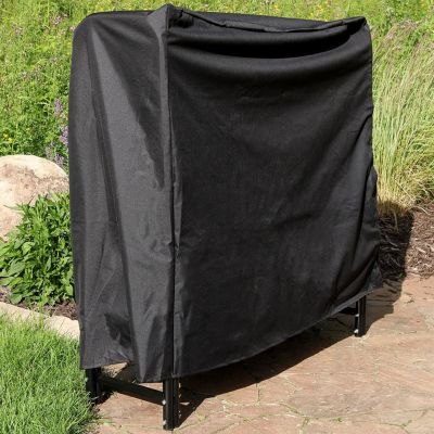 Outdoor Weather-Resistant Heavy-Duty Durable PVC Firewood Log Rack Holder Cover - Black