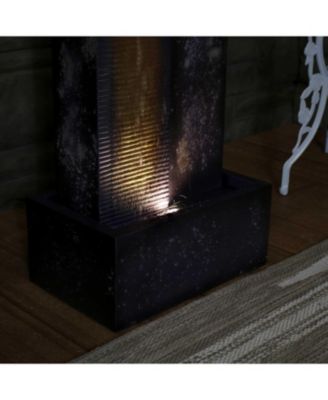 Cascading Tower 32-Inch Outdoor Metal Fountain with LED Lights - Electric Submersible Pump with Adjustable Flow