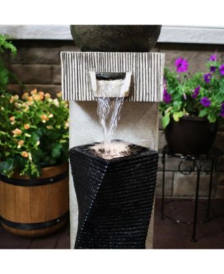 35"H Electric Polyresin Modern Artistry Column Outdoor Water Fountain with LED Lights