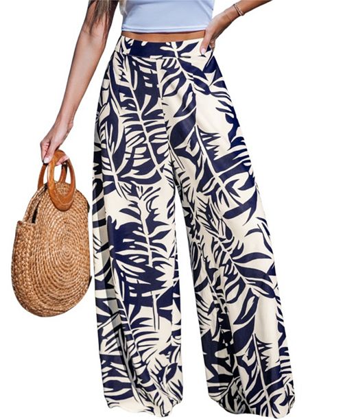 alfani Cupshe Women's Tropical Floral Wide Leg Pants Women's Fashion Shoes & Accessories