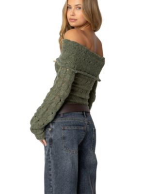 Womens Kenna Fold Over Knit Top