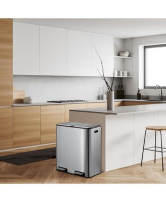 16 Gallon/60L Dual Kitchen Trash Can, 2x8 Gallon Step Garbage Can