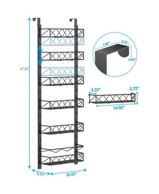Adjustable 6-Tier Over-the-Door Metal Pantry Organizer Rack