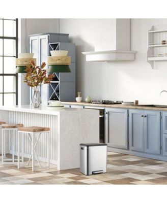 30 Liter / 8 Gallon Rectangular Hands-Free Dual Compartment Recycling Kitchen Step Trash Can