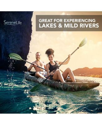 2-Person Inflatable Kayak Set, With Aluminum Oars & Pump, Camo Design