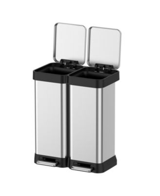 Large Capcity Dual Trash and Recycling Bin, Fingerprint Proof Stainless Steel Kitchen Garbage Can