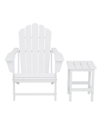 Outdoor Patio HDPE Adirondack Chair With Cup Holder and Table Set