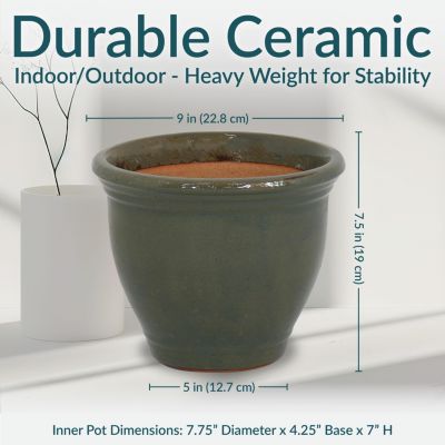 Studio Outdoor/Indoor High-Fired Glazed UV- and Frost-Resistant Ceramic Planters with Drainage Holes