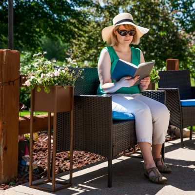 Modern Simplicity 8.25" Square Cold-Rolled Steel Outdoor Elevated Planter - Set of 2